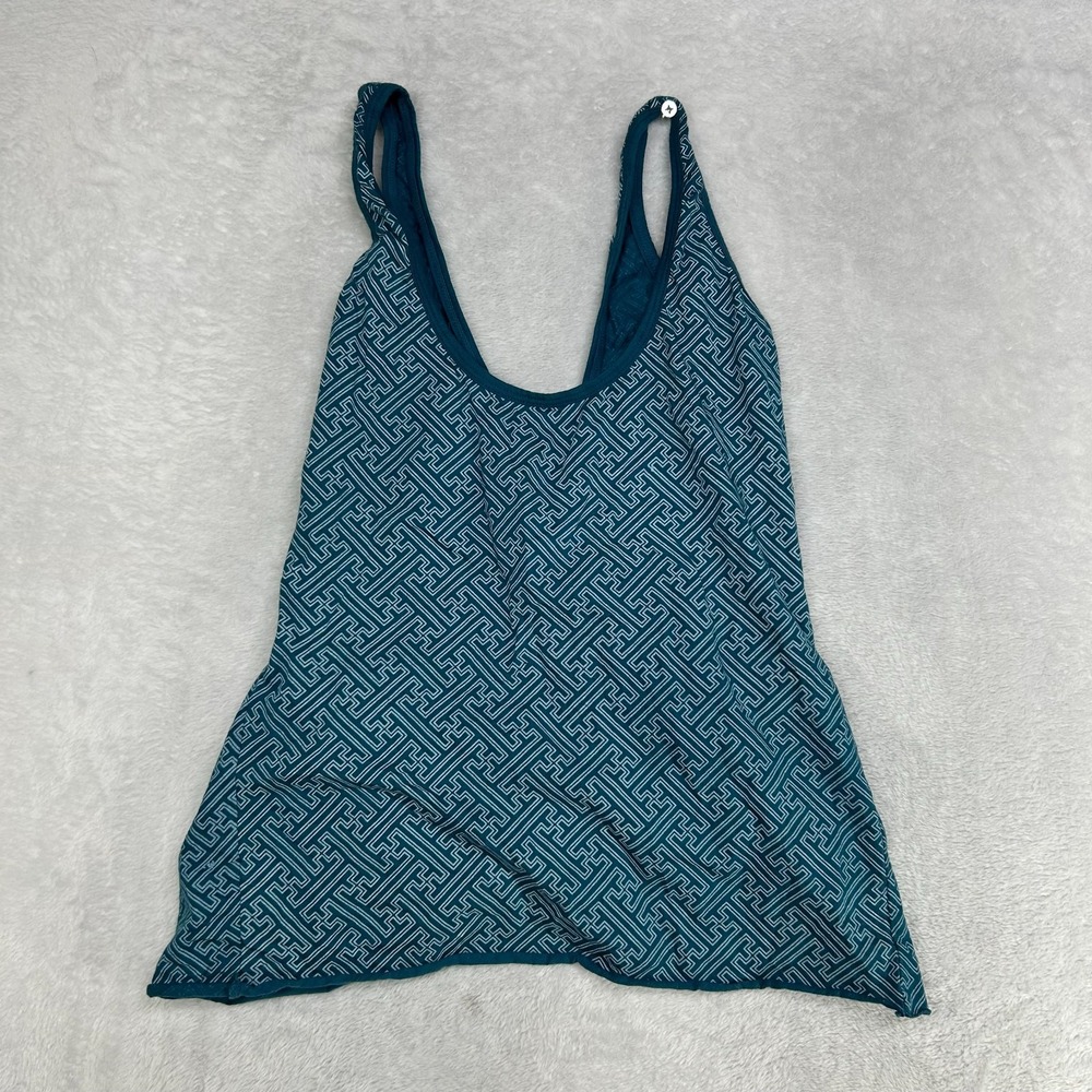 Dreamtime Sleeveless Camisole Women's Dark Cyan Geometric Print Tank Top - S/M